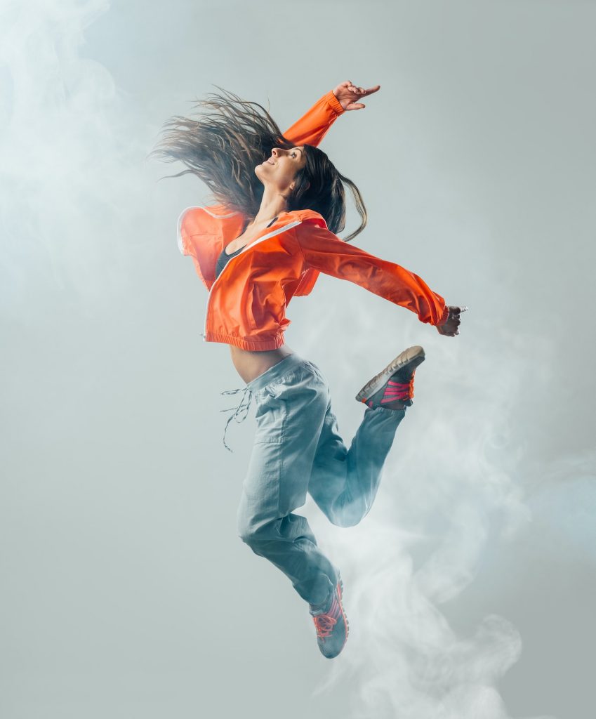 Modern dancer jumping